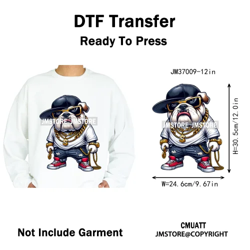 12in Graffiti Gangster Hip Hop Gorilla Life Is Better With Bulldog Iron on DTF Heat Transfer Sticker Ready to Press for Hoodies
