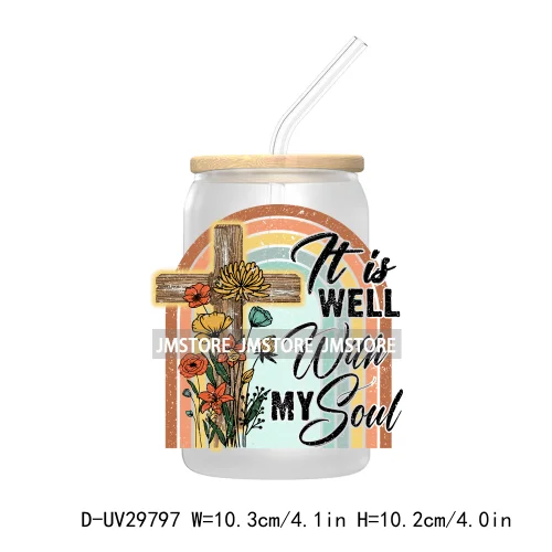 Retro Christian Religious Quotes UV DTF Transfer Stickers Decals For Libbey Cold Cups Mugs Tumbler High Quality God Jesus Faith