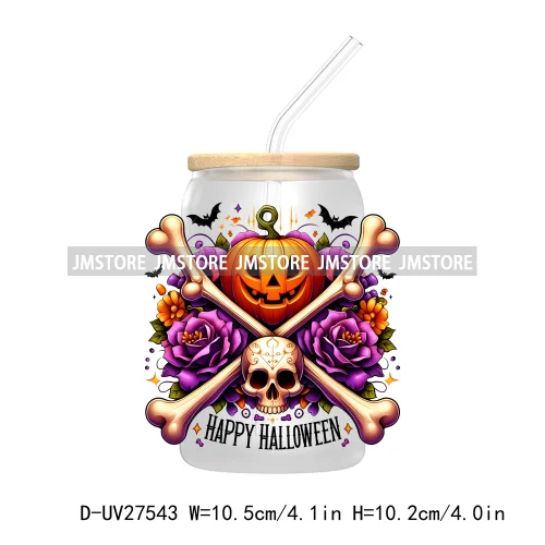 Candy Heart Spooky Ghost Halloween UV DTF Transfer Stickers Decals For Libbey Cold Cup Mug Tumbler Tis The Season Horror Pumpkin