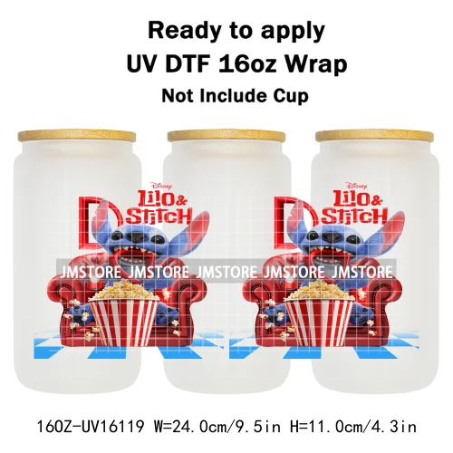 Trendy Movie Cartoon Character Bow 16OZ UV DTF Cup Wrap Ready To Apply Waterproof Transfer Sticker For Libbey Glass Can Tumbler