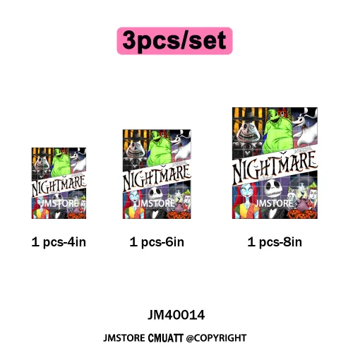 Halloween Horror Party Cartoon Friends Nightmare Spooky Vibes Iron on DTF Washable Transfers Stickers Ready to Press for Clothes