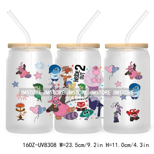 It's Okay To Feel All The Feels UV DTF Cup Wrap For 16OZ Glass Cup Can Transfer Stickers Custom Label Logo Inside Out Characters