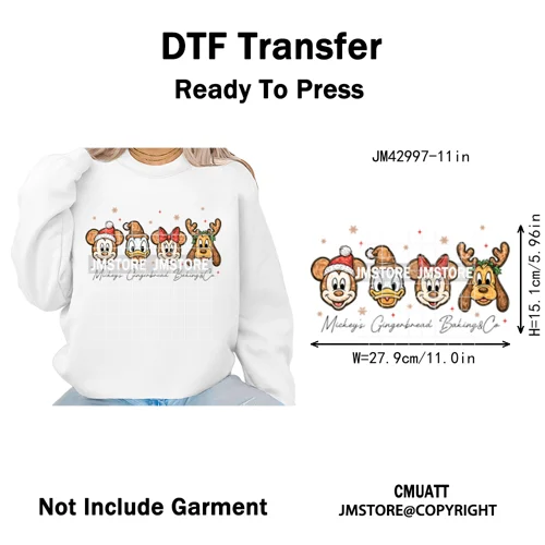 Funny Cartoon Mouse Friends Merry Christmas Movie Character Xmas Season Iron on DTF Transfer Stickers Ready to Press for Hoodies