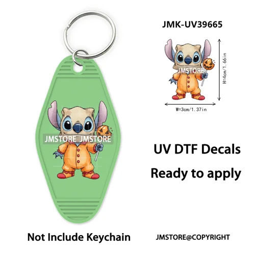 Horror Cartoon Halloween Pumpkin UV DTF Motel Keychain Decals Ready To Ship Durable Transfer Stickers Prints For Hotel Keychain