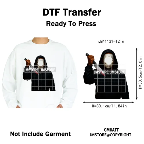 Halloween Spooky Afro Dad Scary Movie Smoking Character Costume Design Iron on DTF Transfer Stickers Ready to Press for Clothing
