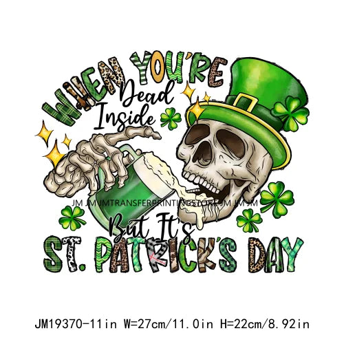 Shamrock Crusher Sassy litt lassie St Patricks Day Coffee Rainbow Gnomies Logos DTF Transfer Stickers Ready To Press For Hoodies