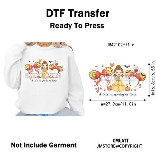 Halloween Witches Princess Lover Girly Coquette Bow Ears Iron on DTF Washable Transfers Stickers Ready to Press for Clothing Bag