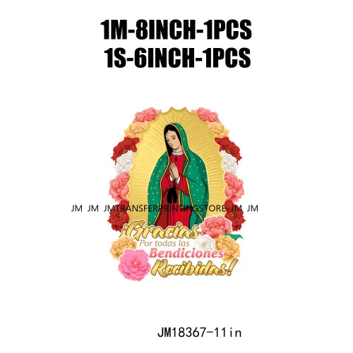 San Judas Tadeo Mexican Latin Culture Washable Decals Madre Mia Our Lady of Guadalupe DTF Transfers Stickers For Clothes Bags