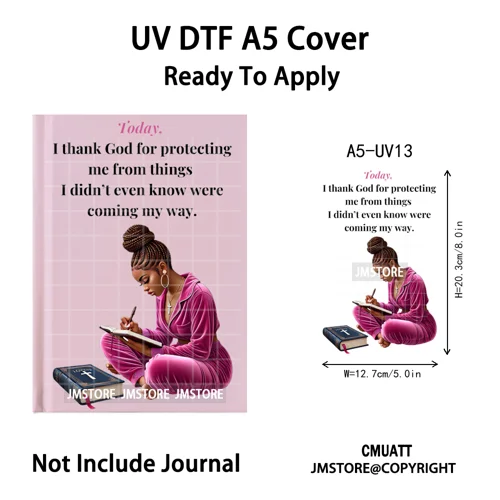 Christian Black Girl Praying Faith UV DTF Notebook Cover Decals Ready To Apply Durable Transfer Stickers For A5 Journal Cover