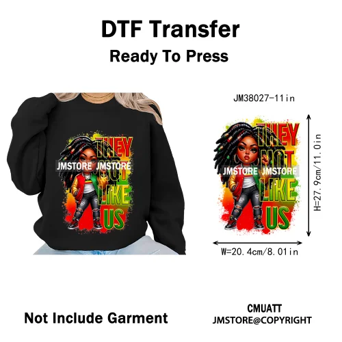 Juneteenth Vibes Black History They Not Like Us Black Queen Washable Iron on DTF Transfers Stickers Ready to Press for Clothing