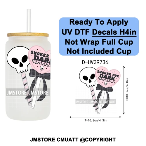 Fantasy Book Lover Gifts Positive Quotes UV DTF Decals Ready To Apply Waterproof Transfer Stickers For 16OZ Libbey Glass Can Cup