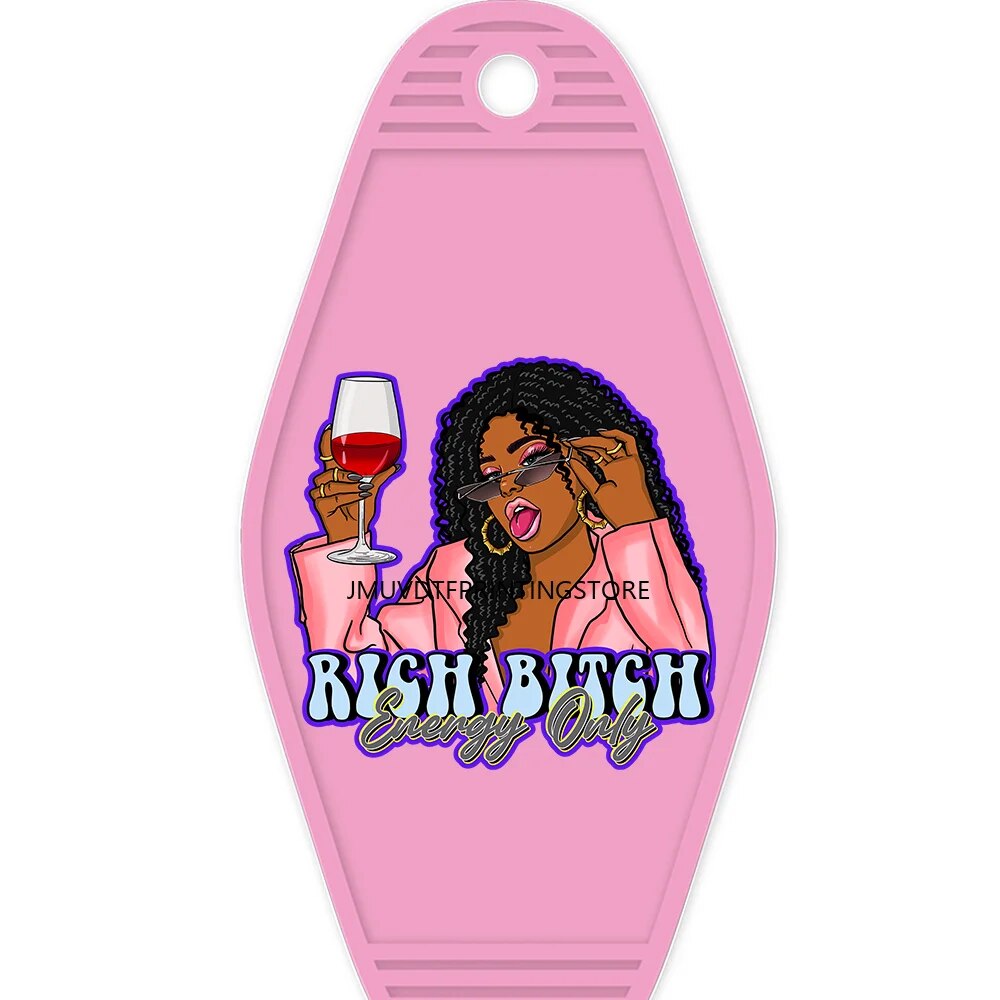 African American Girl High Quality WaterProof UV DTF Sticker For Motel Hotel Keychian Hustle Black Women