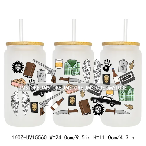 Horror Halloween Killer Friends UV DTF Wraps Transfer Sticker Waterproof Custom High Quality For 16OZ Libbey Glass Can Tumbler