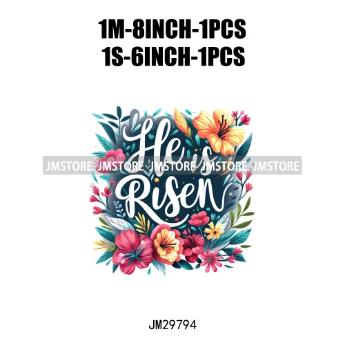 Floral Christian Jesus Praise God Religious Bible Verse Motivational Quotes Iron On DTF Heat Press Transfer Stickers For Clothes