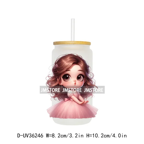 Cute Pink Princess Coquette Bow UV DTF Transfer Stickers Decals Ready To Apply Waterproof For 16OZ Libbey Glass Can Cups Tumbler