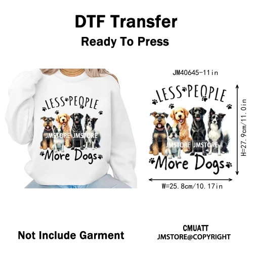 Funny Animal Snarky Inspire Quotes Dog Cat Sarcastic Saying Iron on DTF Washable Transfers Stickers Ready to Press for Clothes