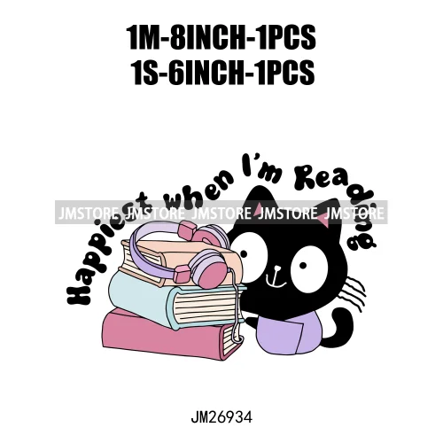 Happiest Reading Spooky Mystery Fantasy Reader Affirmation Positive Quotes Book Club DTF Iron On Transfers Stickers For T-shirts