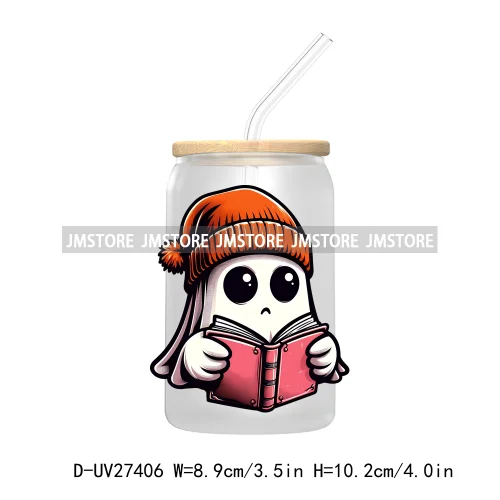 Cute Bougie Ghost Boo Halloween UV DTF Transfer Stickers Decals For Libbey Cold Cup Mug Tumbler High Quality Fall Pumpkin Season