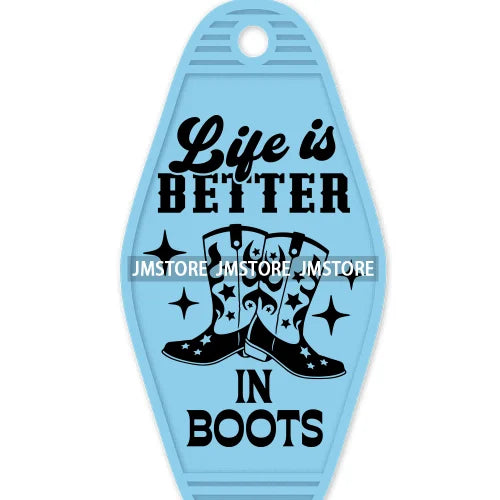 Wild And Free Western Life Cow Quotes High Quality WaterProof UV DTF Sticker For Motel Hotel Keychain Small Business Mama