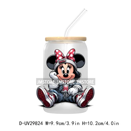 New Trendy Cartoon Mouse Couple Watercolor UV DTF Transfer Sticker Decals For Libbey Cold Cups Mugs Tumbler Animal Kingdom Vibes