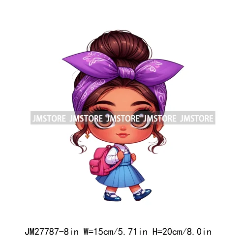 Cute Back To School Latina Baby Princess Chicana Hispanic Girls Designs DTF Iron On Transfer Stickers Ready To Press For Hoodies