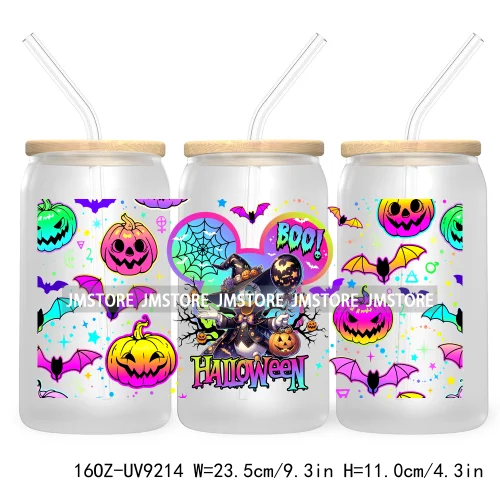 Boo Halloween Cartoon 16OZ UV DTF Cup Wrap Transfer Stickers Custom Labels Durable Waterproof For Libbey Glass Can Fall Pumpkin