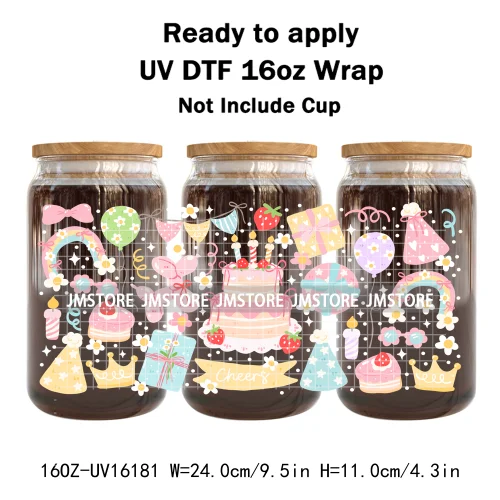 Preppy Lemon Summer Girly Beach Bookish UV DTF Wraps Transfer Sticker Custom Waterproof Logo For 16OZ Libbey Glass Can Tumbler