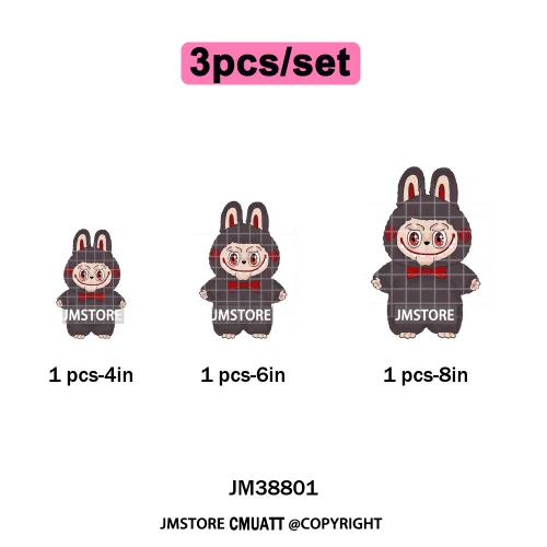 Retro Laboo Halloween Horror Character Washable Printing Iron on DTF Heat Transfers Stickers Ready to Press for Clothes Bags