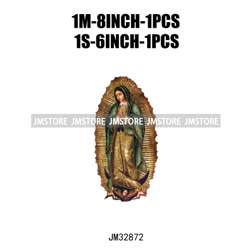 Cute Floral Mexico San Judas Tadeo Virgin Our Lady of Guadalupe Iron On DTF Transfers Stickers Ready To Press For Sweatshirts