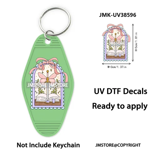 Positive Quotes Books Coffee Lover Girly UV DTF Motel Keychain Decal Ready To Ship Transfer Stickers Prints For Hotel Keychain