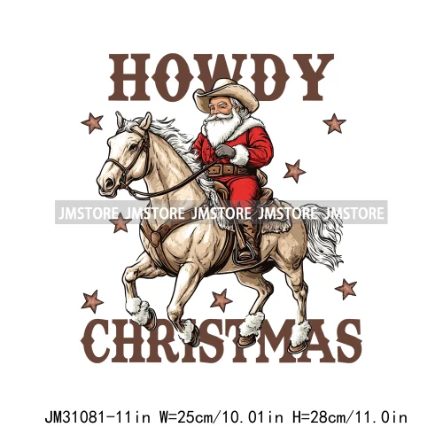 Howdy Country Cowboy Western Merry Christmas Tee Cow Chickens Coquette Iron On DTF Transfers Stickers Ready To Press For Clothes