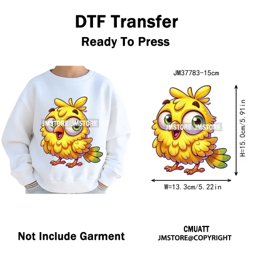 15cm 5.9in Kids Cute Nursery Thermal Printed Bird Fly Animal Washable Iron on DTF Transfers Stickers Ready to Press for Textile