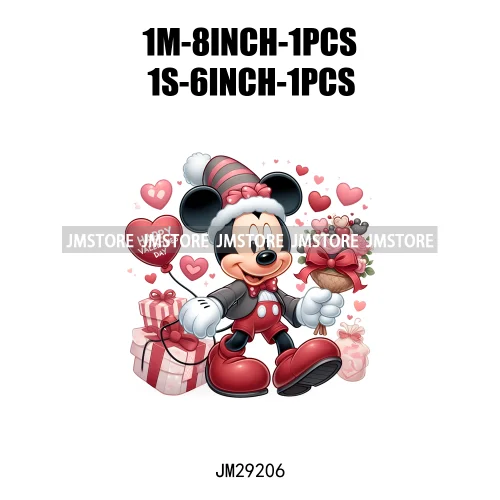 Happy Valentine's Day Cartoon Character Mouse Animal Cupid Love Heart DTF Iron On Transfers Stickers Ready To Press For T-shirts