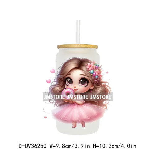 Cute Pink Princess Coquette Bow UV DTF Transfer Stickers Decals Ready To Apply Waterproof For 16OZ Libbey Glass Can Cups Tumbler
