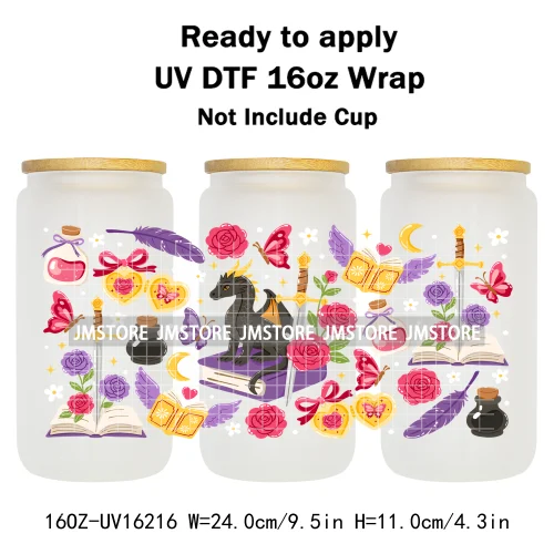 Books Coffee Coquette Fruits Girly 16OZ UV DTF Cup Wrap Ready To Apply Waterproof Transfer Stickers For Libbey Glass Can Tumbler