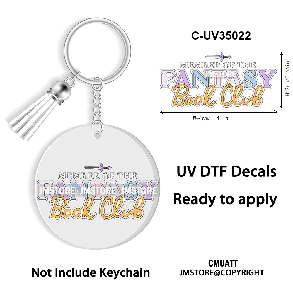 Smells Like Historical Romance Bookish Positive Quotes New WaterProof UV DTF Stickers For Round Circle Acrylic Keychain Key Ring