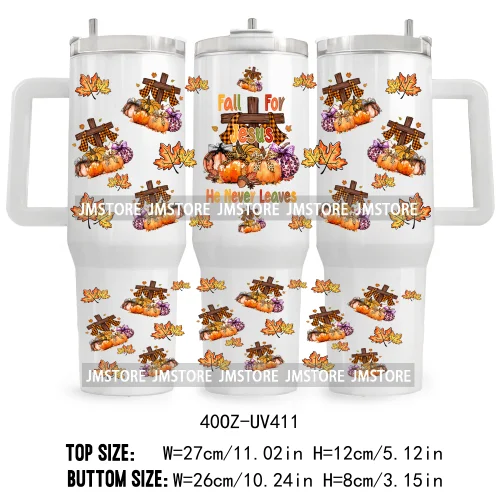 Retro Pumpkin Season Bow UV DTF 40OZ Tumbler Wrap Ready To Apply Good Quality Waterproof Dog Mom Fall Mama Transfer Stickers