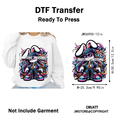 12in Girls Female Teddy Bear Duck Urban Sneakers Animal Washable Iron on DTF Transfers Stickers Ready to Press for T-shirts Bags