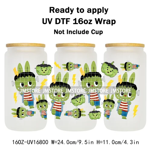 Laboo Killers Horror Halloween Monster Doll UV DTF Wraps Transfer Sticker Waterproof High Quality For 16OZ Libbey Glass Can Mugs