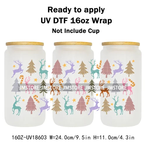 Ghost Santa Christmas Gingerbread Xmas UV DTF Stickers Ready To Apply Cup Wrap Custom Labels DIY Craft For Libbey Glass Can Mugs