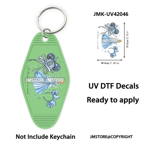 Coquette Bow Magical Mouse Cartoon UV DTF Motel Keychain Decal Ready To Ship Durable Transfer Stickers Prints For Hotel Keychain