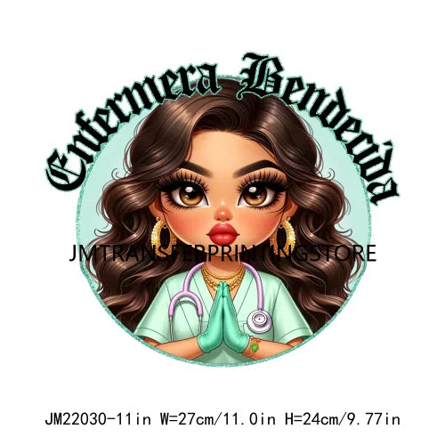 Custom Latina Chicana La Enfermeria Es Una Labor Del Corazon Iron On Nurse Girl DTF Transfer Ready To Press Stickers For Clothes