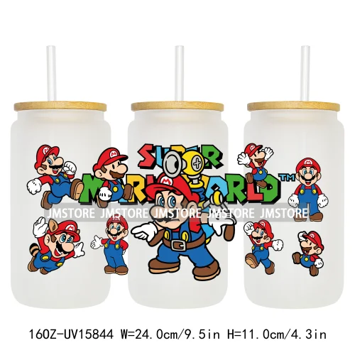 Retro Game Super Hero Princess UV DTF Cup Wraps Ready To Apply Waterproof Transfer Stickers For 16OZ Libbey Glass Can Tumbler