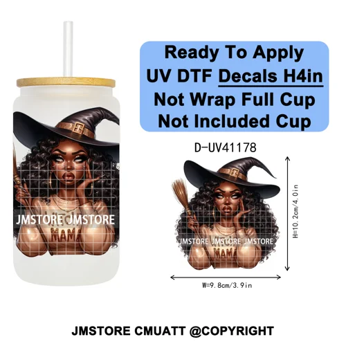 Bad Mama Killers Mom Halloween UV DTF Decals Ready To Apply Waterproof Transfer Stickers DIY Crafts For 16OZ Libbey Glass Can