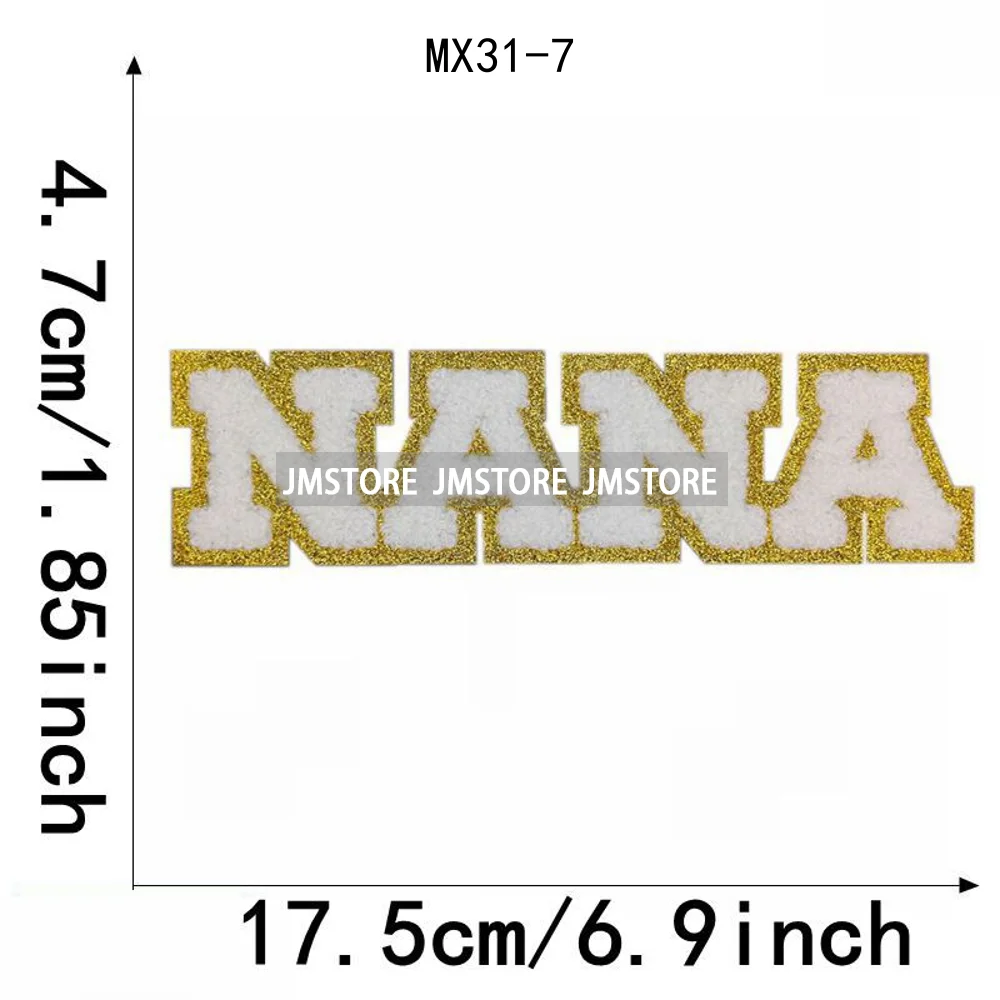 Custom Mama Nana Gigi Mimi Family Name Letters Iron on Chenille Patches Ready to Press for Hoodies Bags