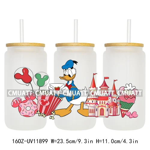 Cartoon Pink Sweet Happy Valentine‘s Day Kids Love Characters UV DTF Stickers Cup Wraps Logos For 16OZ Libbey Glass Can