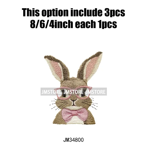 Cute Blowing Bubble Bunny Coquette Preppy Easter Eggs Carrot Iron On DTF Heat Transfer Stickers Ready To Press For T-shirts Bags