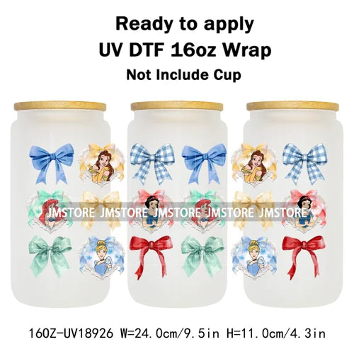 Bundle Princess Magical Mirror Bow UV DTF Stickers Ready To Apply Cup Wrap Durable Custom Prints DIY Craft For Libbey Can Glass