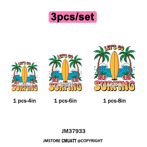 Funny Summer Quotes Sunset Palm Trees Beach Vacation Vibes Washable Iron on DTF Transfer Sticker Ready to Press for Textile Bags