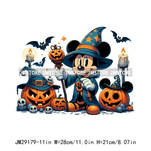 Cartoon Halloween Scary Cute Horror Characters Pumpkin Fall Vibes DTF Iron On Transfers Stickers Ready To Press For Clothing